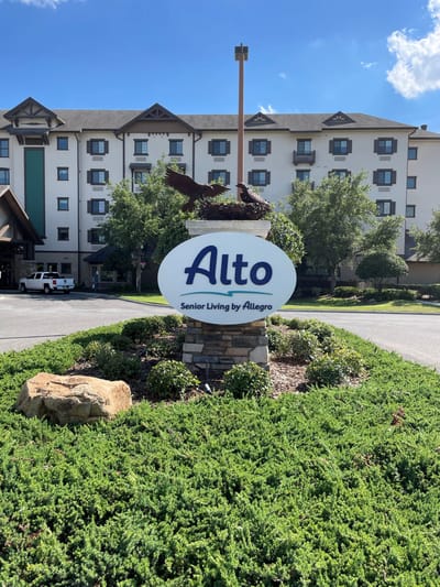 Exterior view of the Alto senior living facility sign