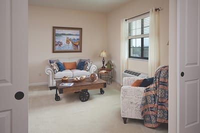 Comfortable living room area with furniture