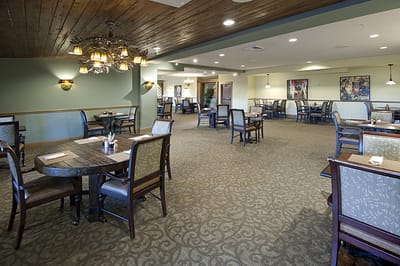 Interior dining area with tables and chairs