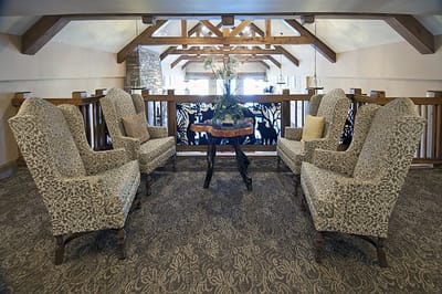 Cozy seating area in a well-decorated common room