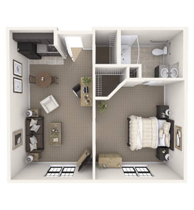 Architectural floor plan of a living unit