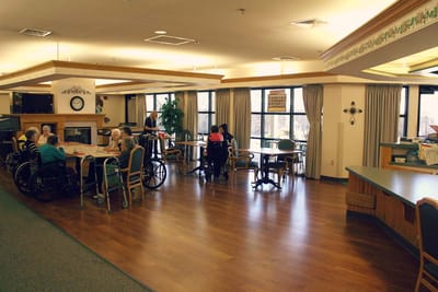 Residents participating in an activity in a common area