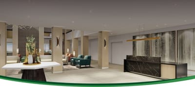 Interior view of a modern senior living lobby
