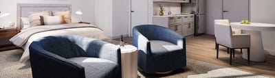 Modern interior setup of a private resident room