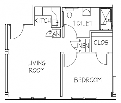 Architectural floor plan of a unit layout