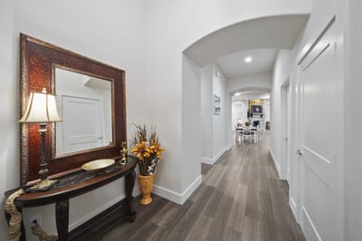 A well-decorated interior hallway with furniture and decor
