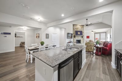Interior common area with seating and dining space