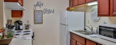 Interior kitchen area with decorative elements