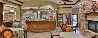 Interior view of a warm and inviting common area
