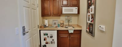 Cozy kitchenette in a resident's suite