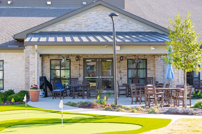 Outdoor seating area at The Village at Sugar Land