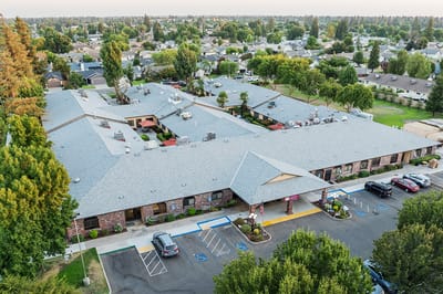 Aerial view of Westgate Gardens Care Center and surrounding area