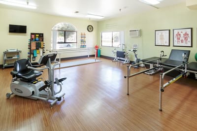 Interior view of a fitness area with equipment