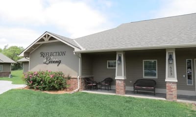 Exterior view of the Reflection Living facility entrance