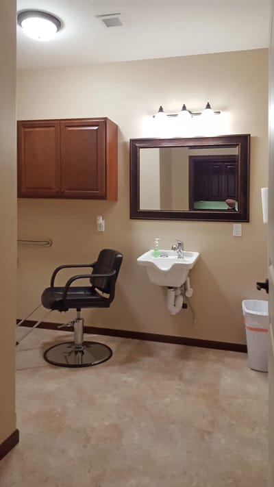 Hair salon area in a facility