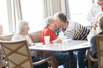 Residents interacting in a common area