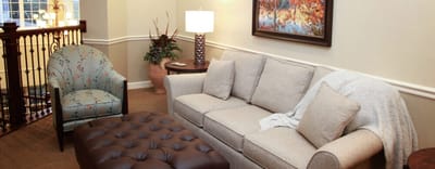 Cozy lounge area with sofa and armchair