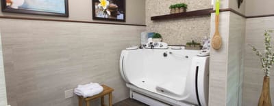 Interior view of a therapeutic bathing area