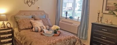 Cozy bedroom setup in a resident's room