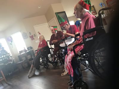 Residents participating in a festive group activity