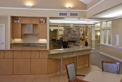 Interior view of a common area with granite counter