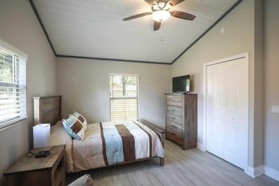Cozy private resident room with a bed and furnishings