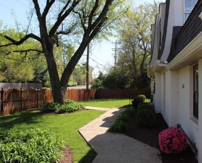 Pathway and garden area outside the facility