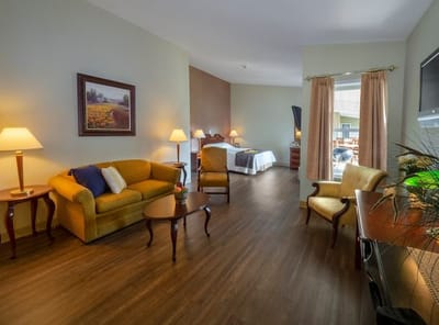 Cozy resident room with living area and natural light