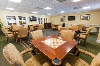 Common area with seating and a game table
