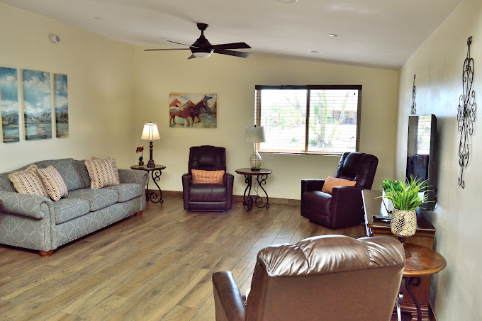 Comfortable lounge area with seating and decor
