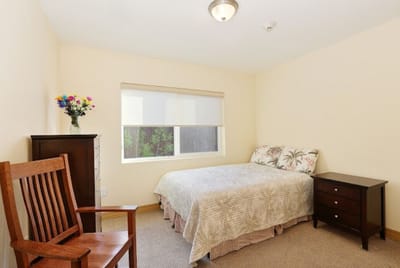 Comfortable bedroom in a senior living facility