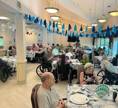 Residents enjoying an activity in a common area