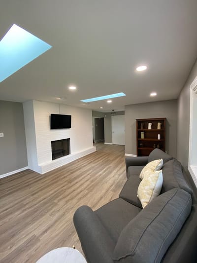 Cozy common area with a fireplace and seating