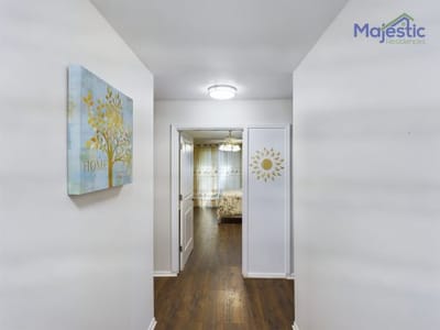 Interior hallway with art and decor elements