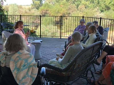 Residents participating in an outdoor group activity