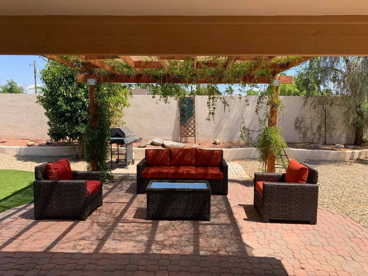 Outdoor seating area with comfortable furniture