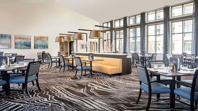Interior view of a dining area with modern decor