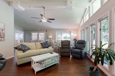 Bright common area with comfortable seating