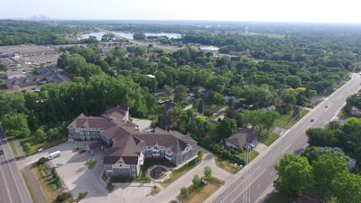 Aerial view of Landmark of Fridley Senior Living facility