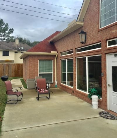 Outdoor patio area with seating