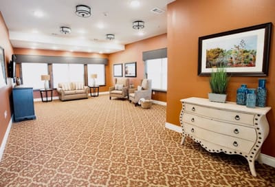 Bright common area with comfortable seating