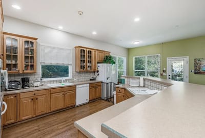 Bright and spacious kitchen area in assisted living facility