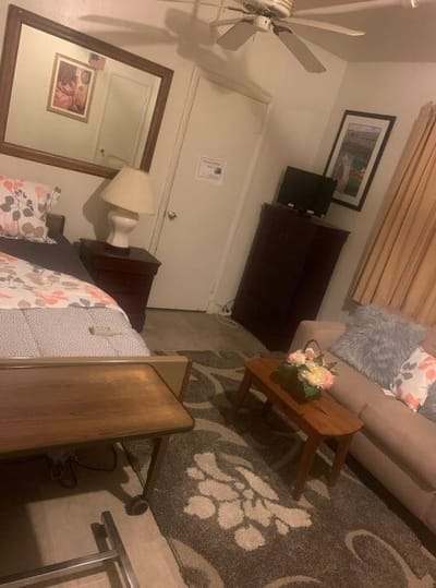 Cozy resident room with personal touches and decor