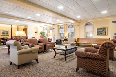 A cozy common area in the assisted living facility.