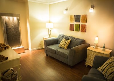 Comfortable lounge area with seating and decor
