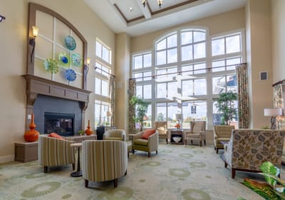 Bright interior lounge area with comfortable seating