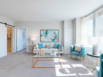 Bright and modern interior living room setup