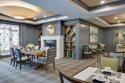 Elegant dining area in a senior living community