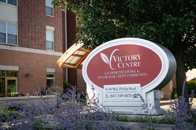Facility signage in front of Victory Centre