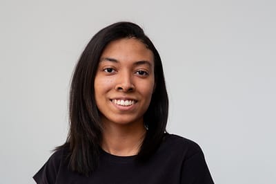 Smiling young woman with dark hair
